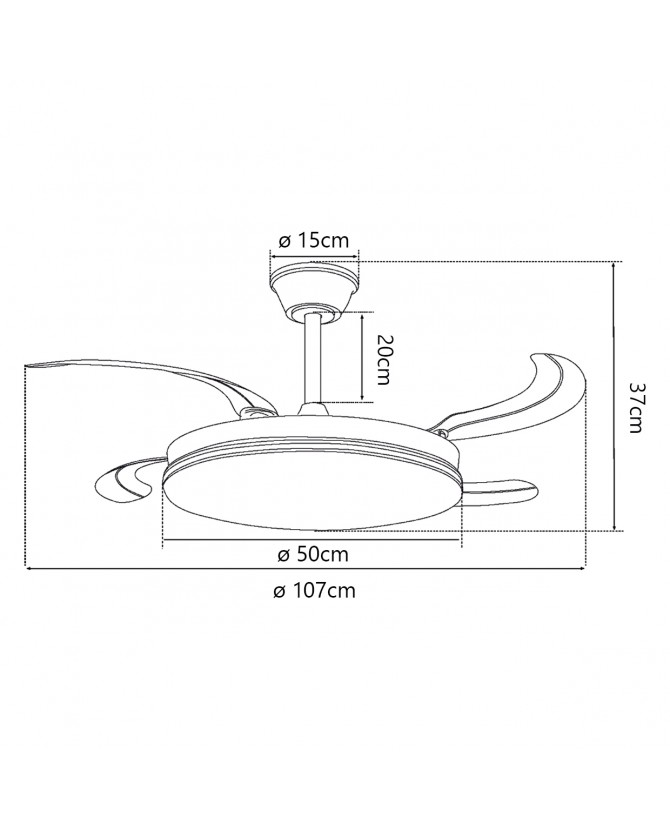 ventilador ecos blanco 50cms 4 palas led 72w